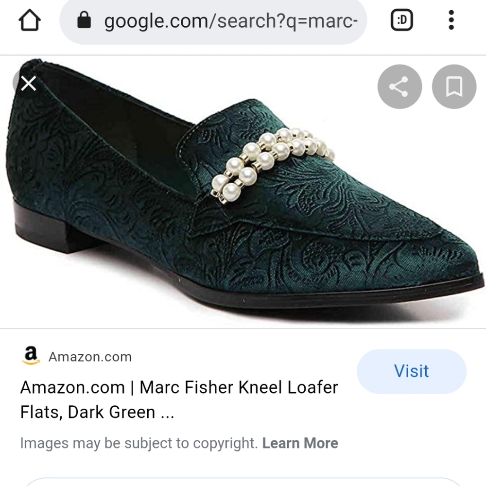 Marc Fisher Kneel Loafer Flats, Dark Green Velvet